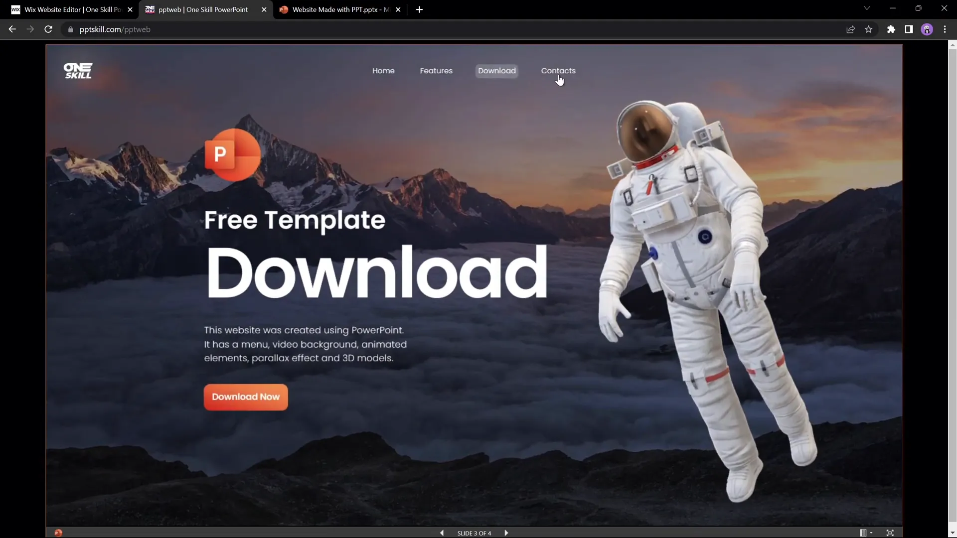 Final PowerPoint website mockup preview on desktop