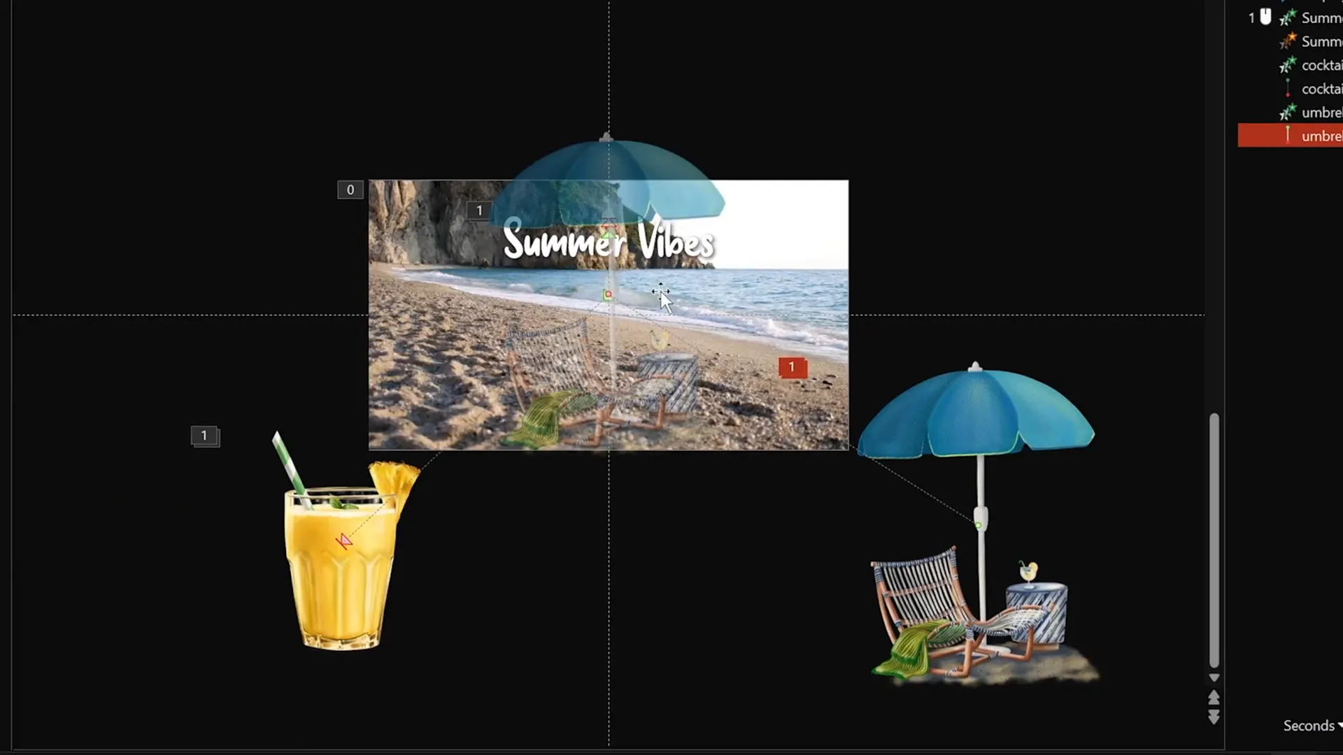 Multiple summer illustrations with staggered looping animations