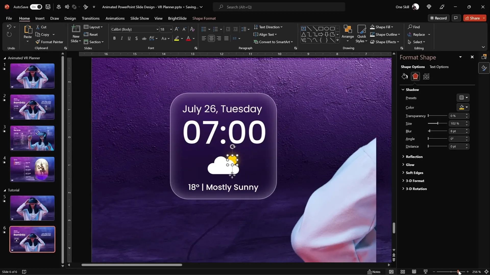 Completed weather widget with cloud and sun icons