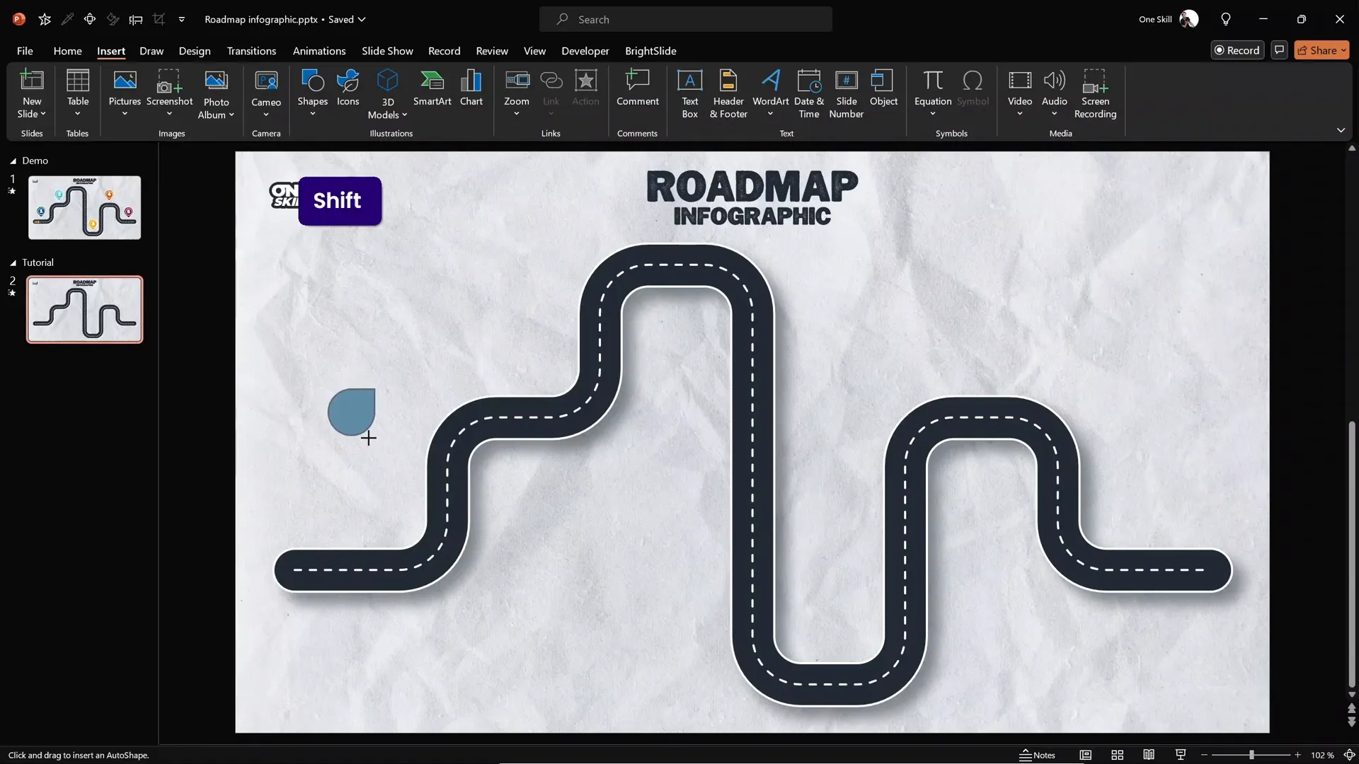 Drawing teardrop shaped pins for roadmap
