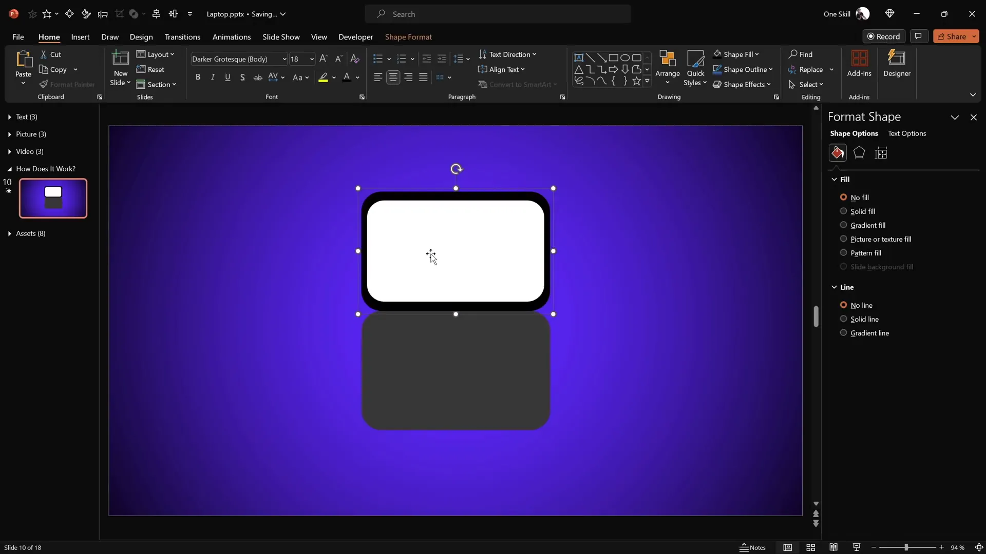 Creating laptop screen with black and white rounded rectangles