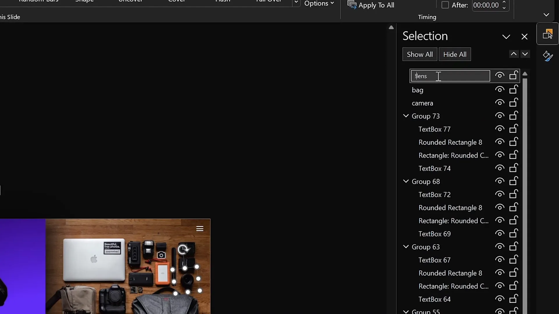 Renaming objects in selection pane to fix Morph animation