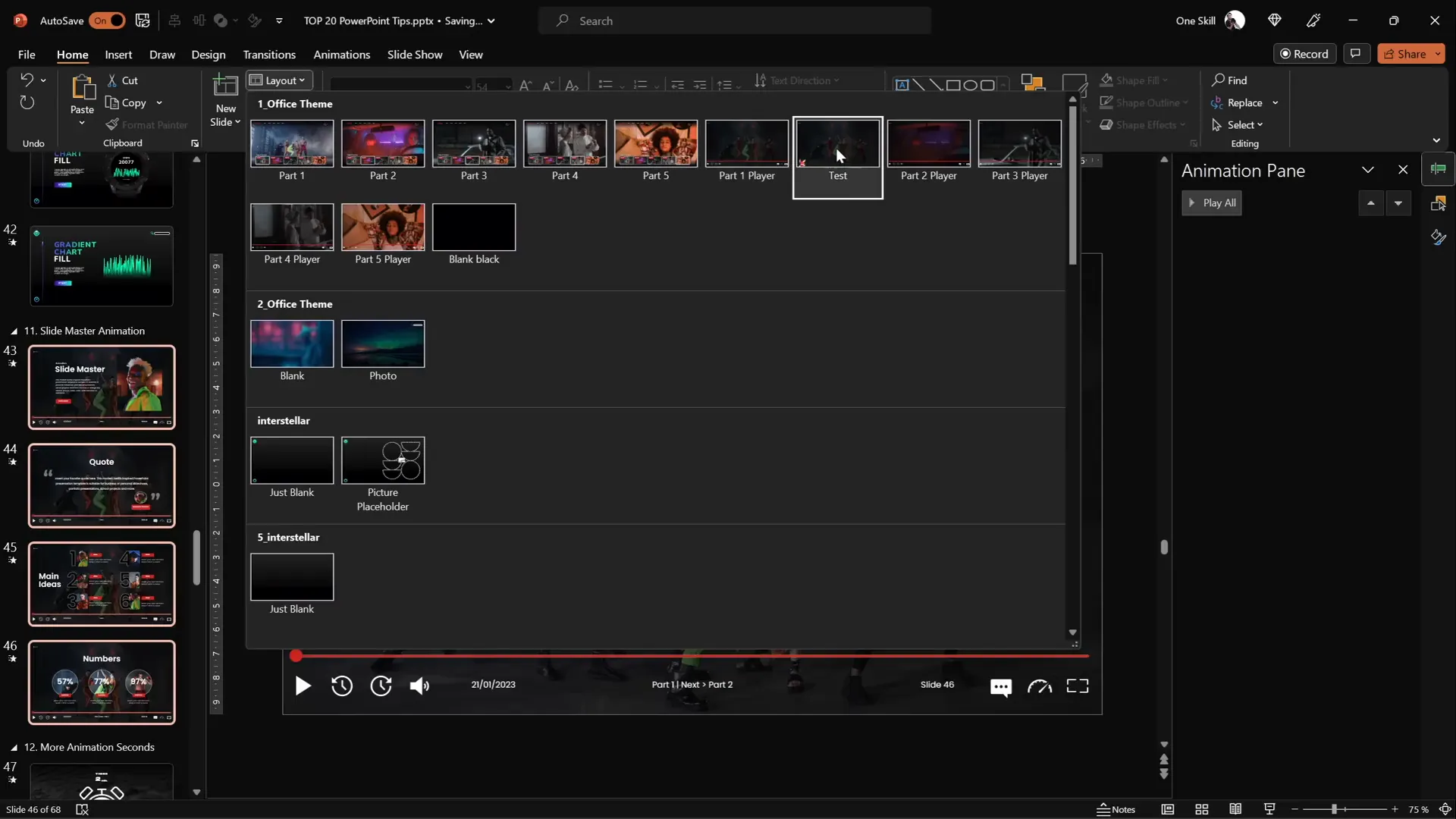 Animated object in slide master visible on all slides