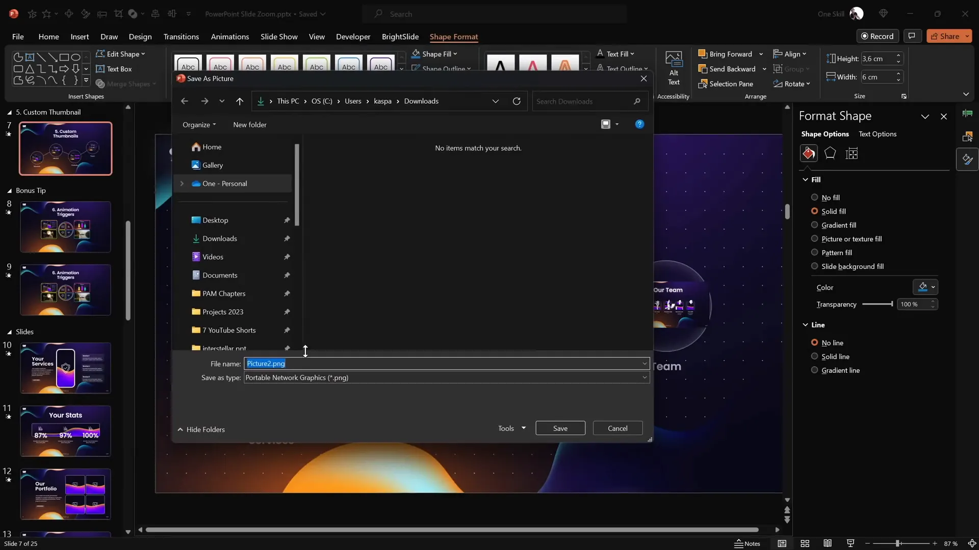 Creating a transparent custom thumbnail for slide zoom