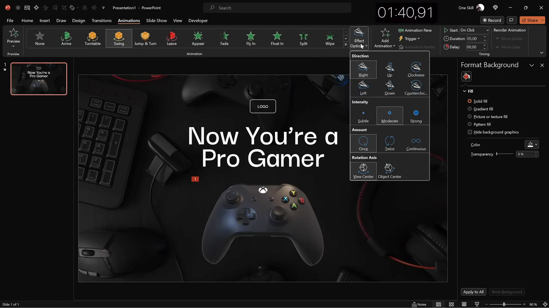3D model of game controller with swing animation applied