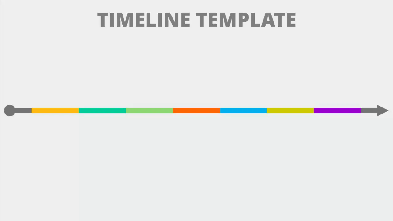 Example of a PowerPoint timeline slide with colored arrow segments