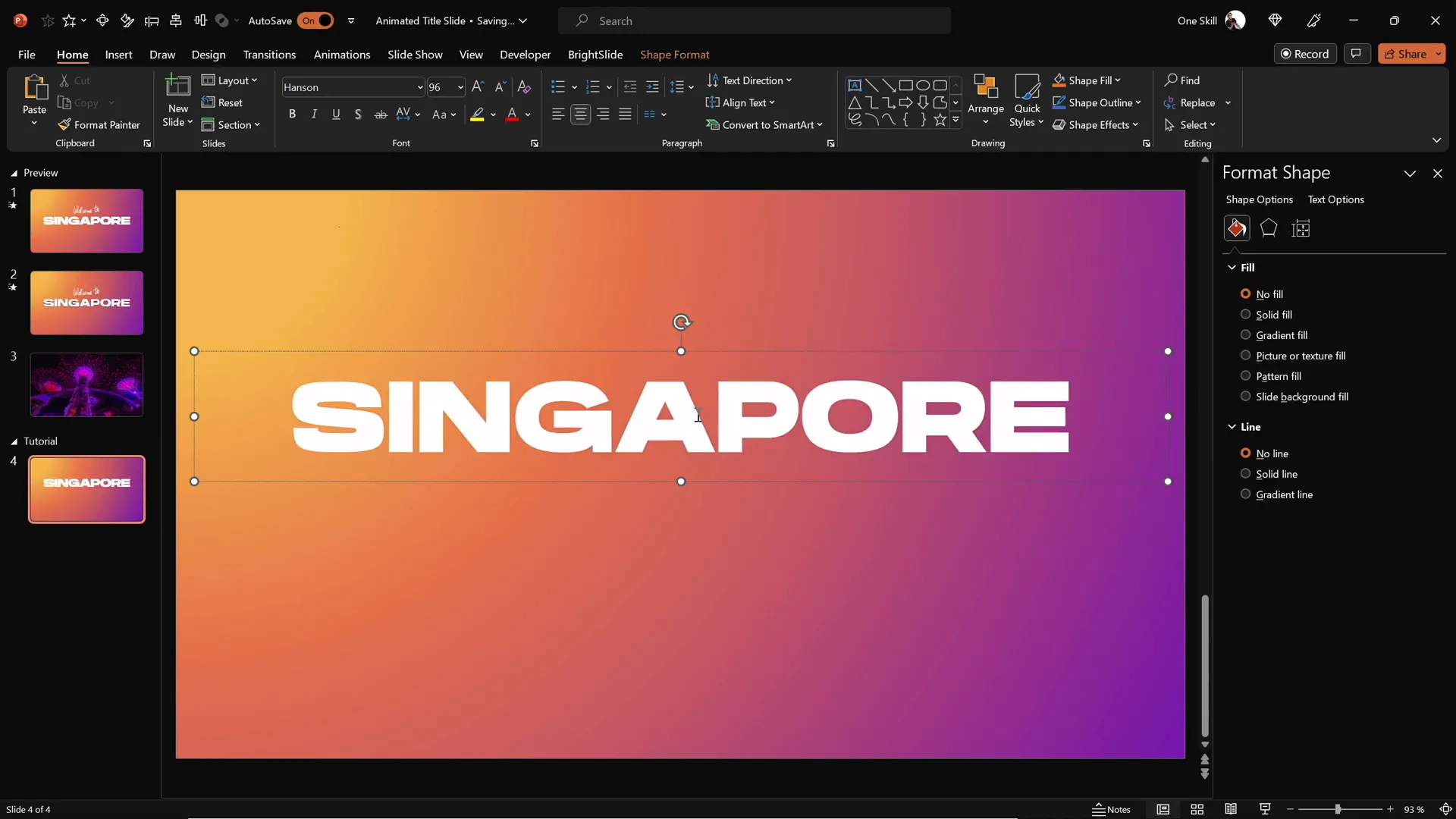 Large centered text box with title 'Singapore'