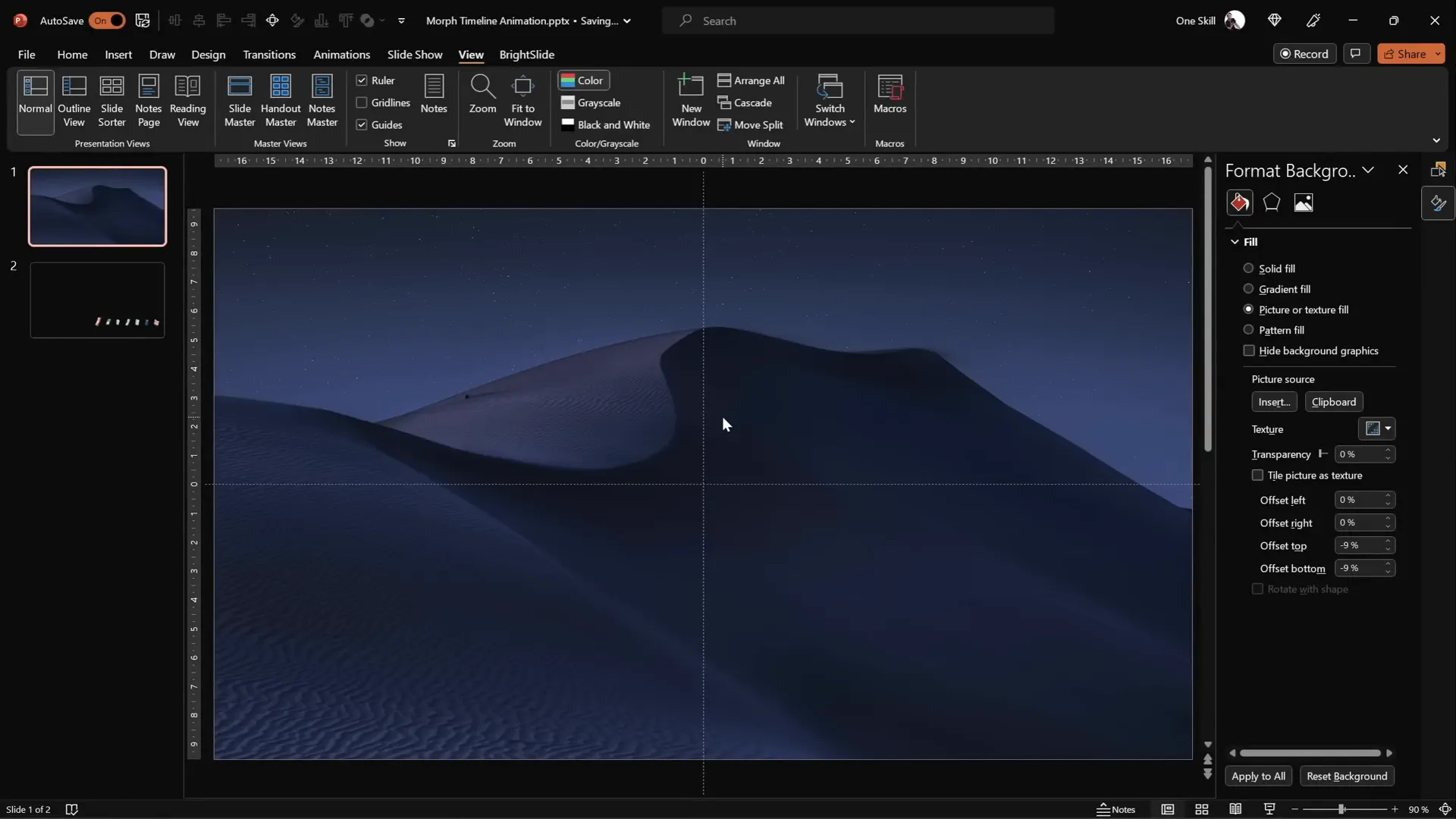 Background image pasted using fill options in PowerPoint
