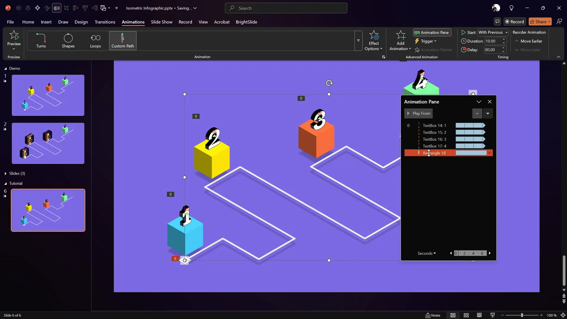 Custom motion path animation for square following roadmap