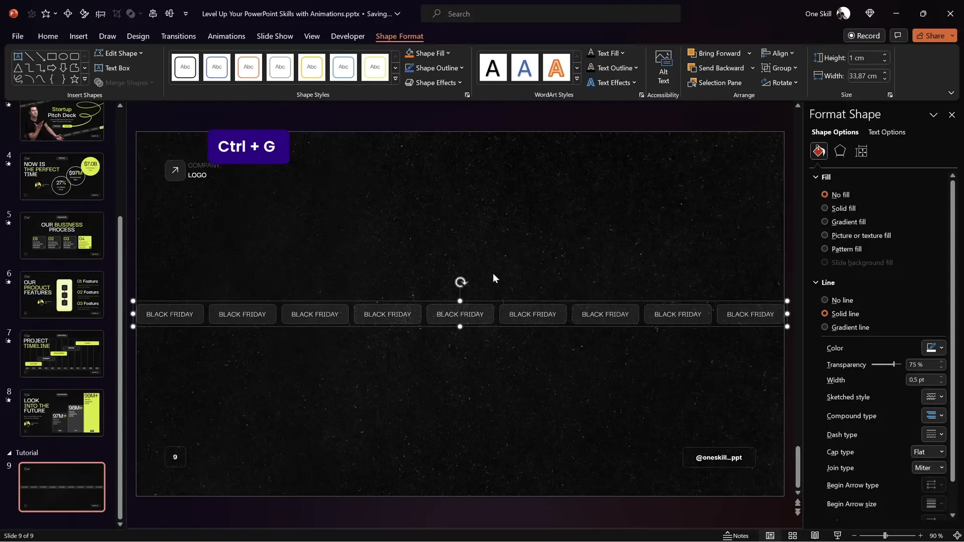 Multiple rounded rectangles aligned and grouped