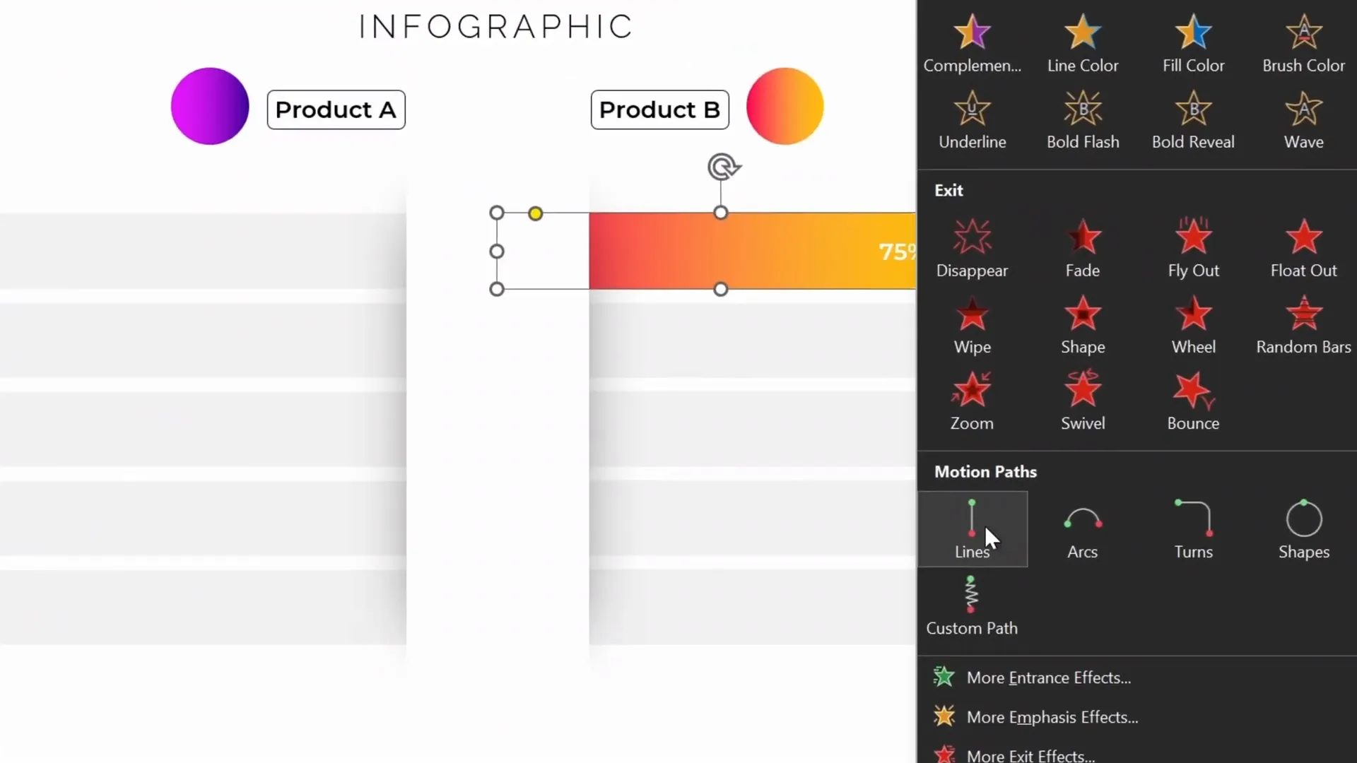 Adding motion path animation to the colorful bar
