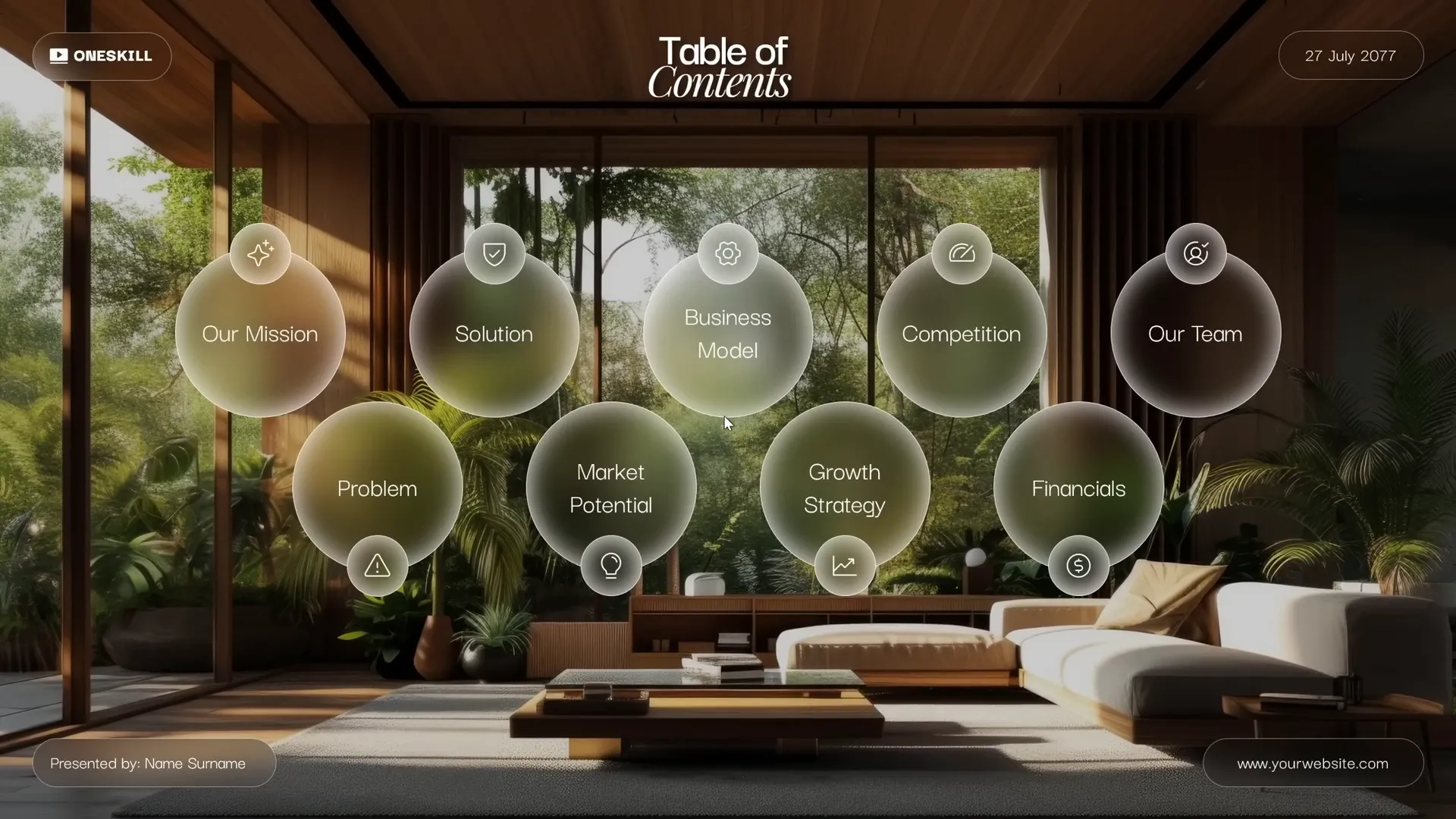 Smooth morph transition with circles distributing on slide