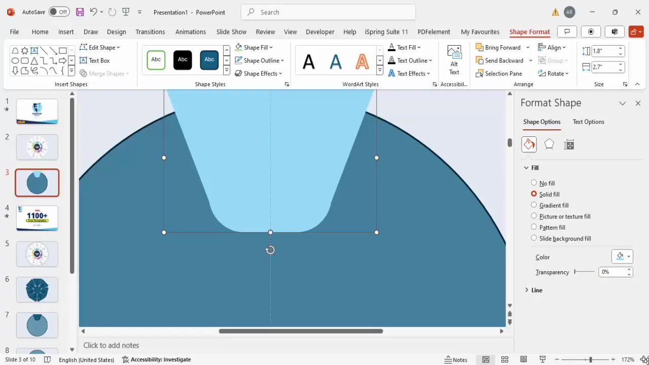 Rounded bottom shape merged with trapezoid for smooth edge