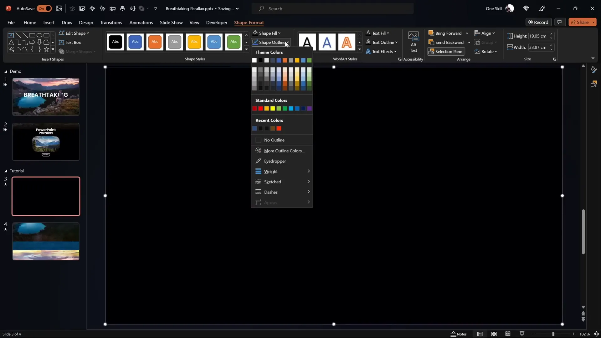 Full screen black rectangle shape covering slide edges to hide layer ends