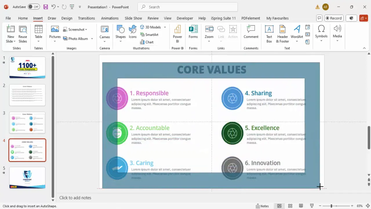 Adding a subtle frame around core values for a modern look