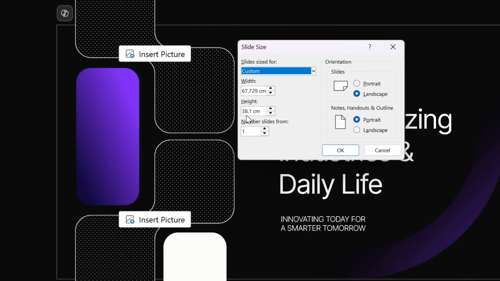 Slide size options showing double default size