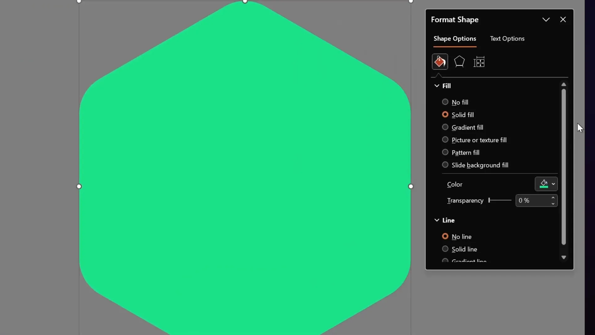 Applying gradient line to hexagon in PowerPoint