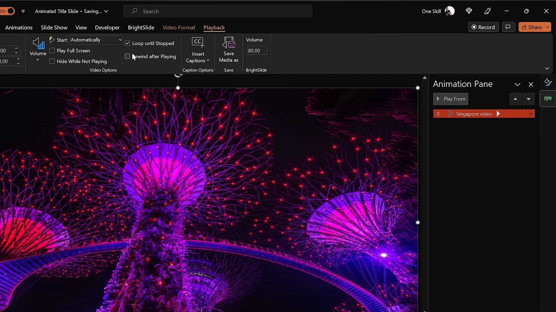 Adding and setting video playback animation in PowerPoint