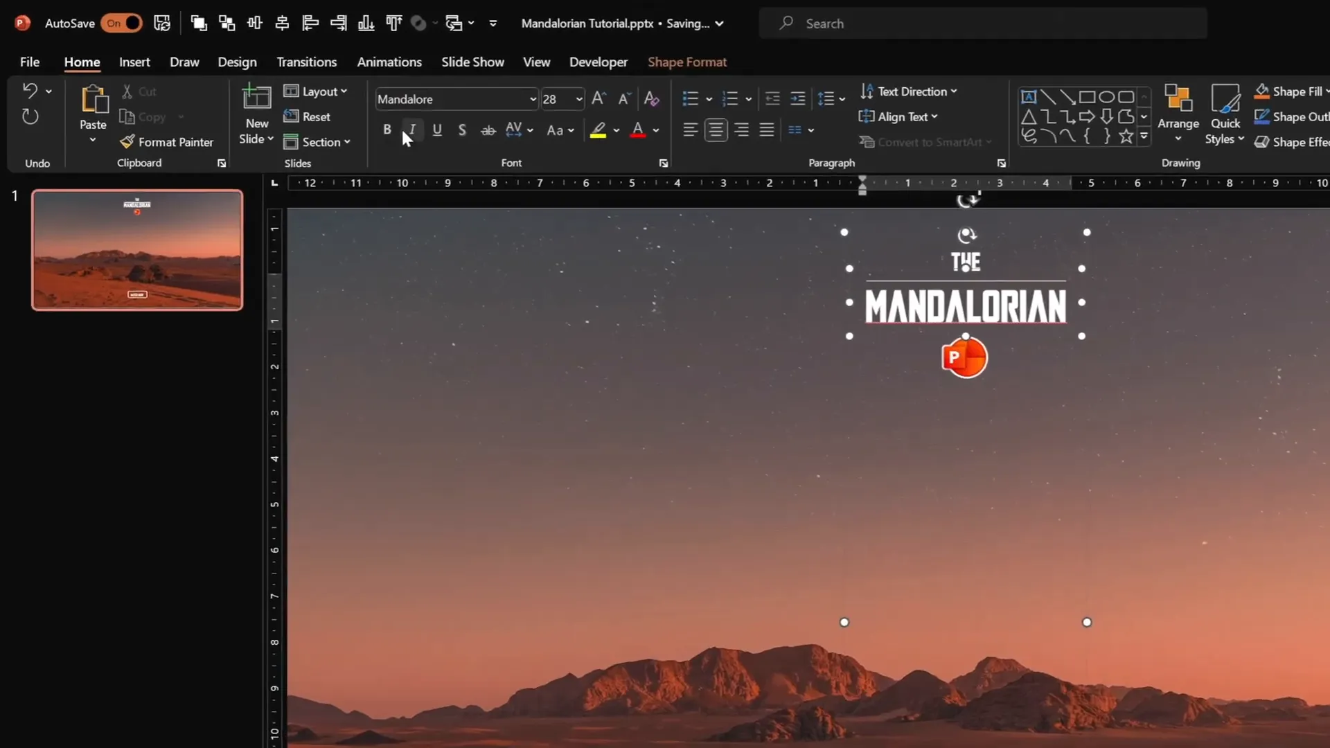 Slide Master view with grouped text boxes and logo