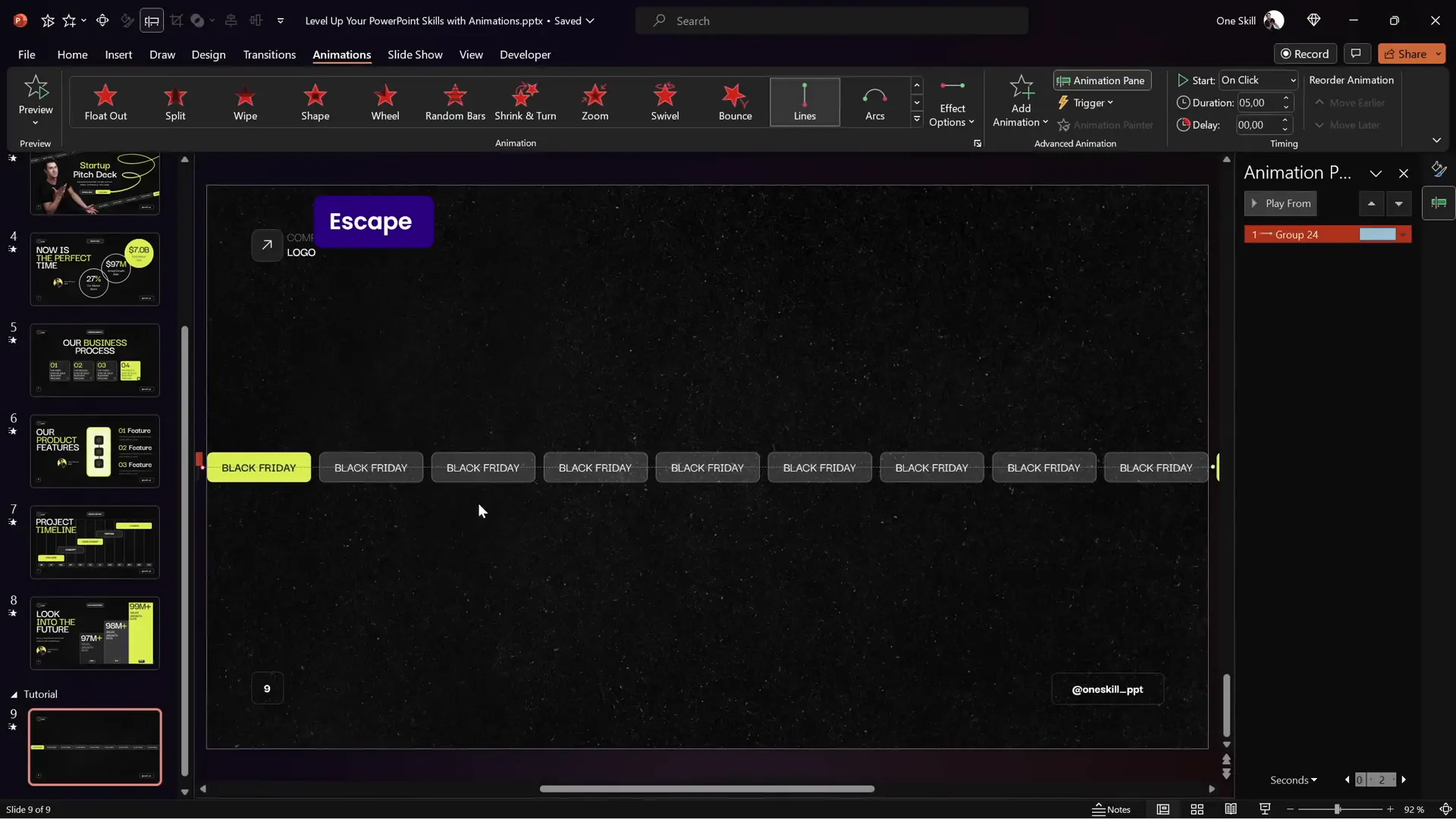 Motion path animation showing scrolling rectangles