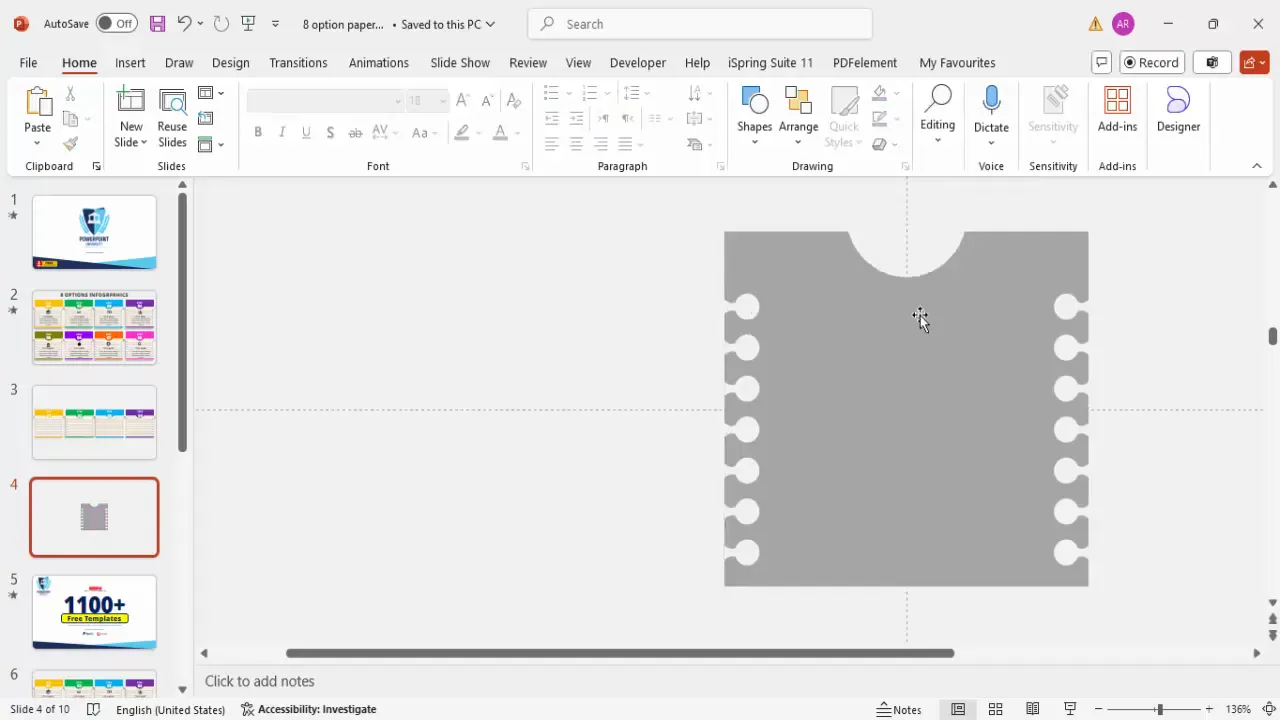 PowerPoint paper shape with holes on both sides