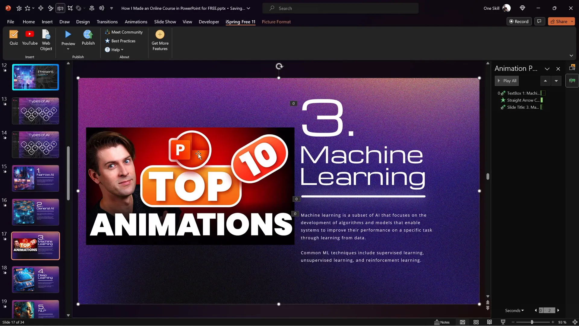 Embedded YouTube video in PowerPoint slide