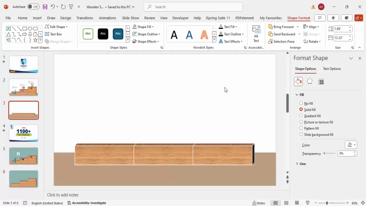 Create a tan platform rectangle behind wooden blocks