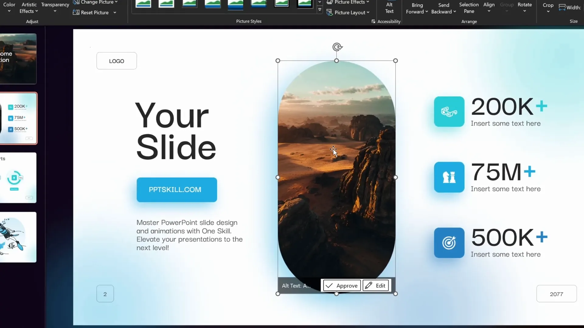 Image placeholder with dotted border and insert picture button