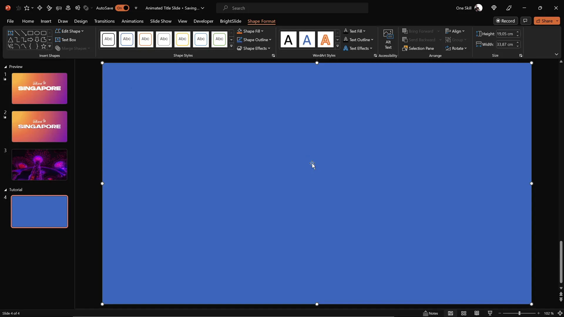 Inserting a full screen rectangle on the PowerPoint slide