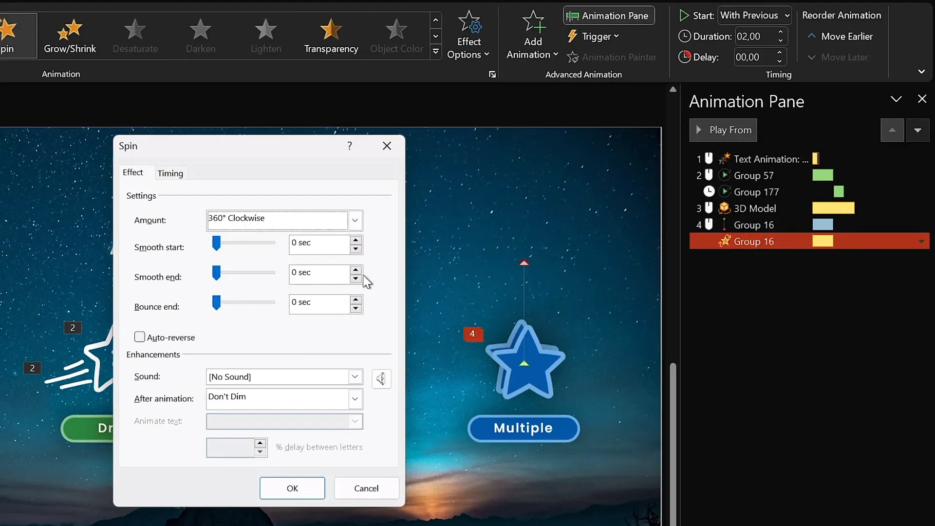 Animation smoothing options with smooth end slider