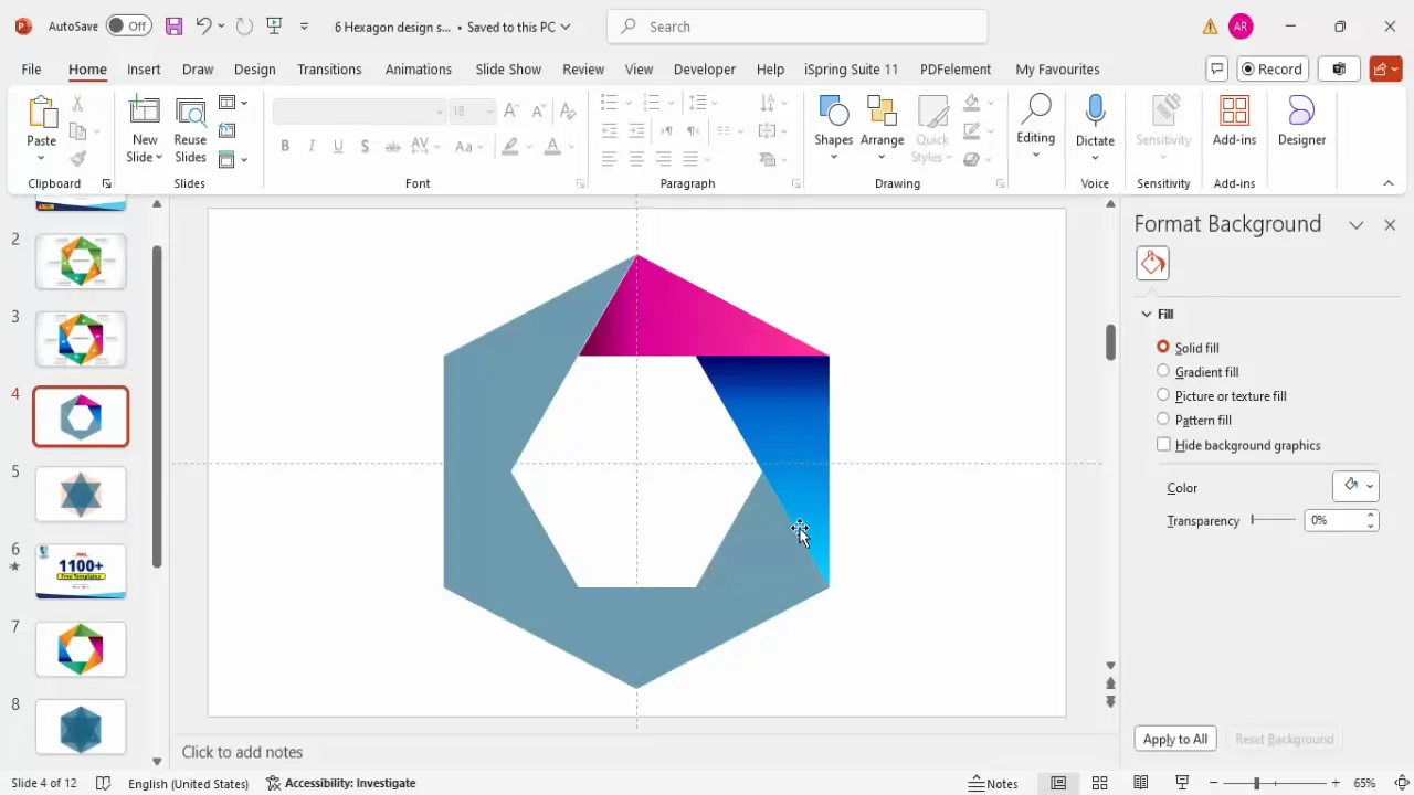 Hexagon segment with purple gradient fill