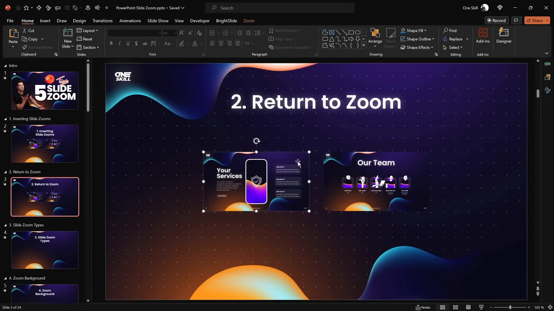 Clicking slide zoom to zoom into slide