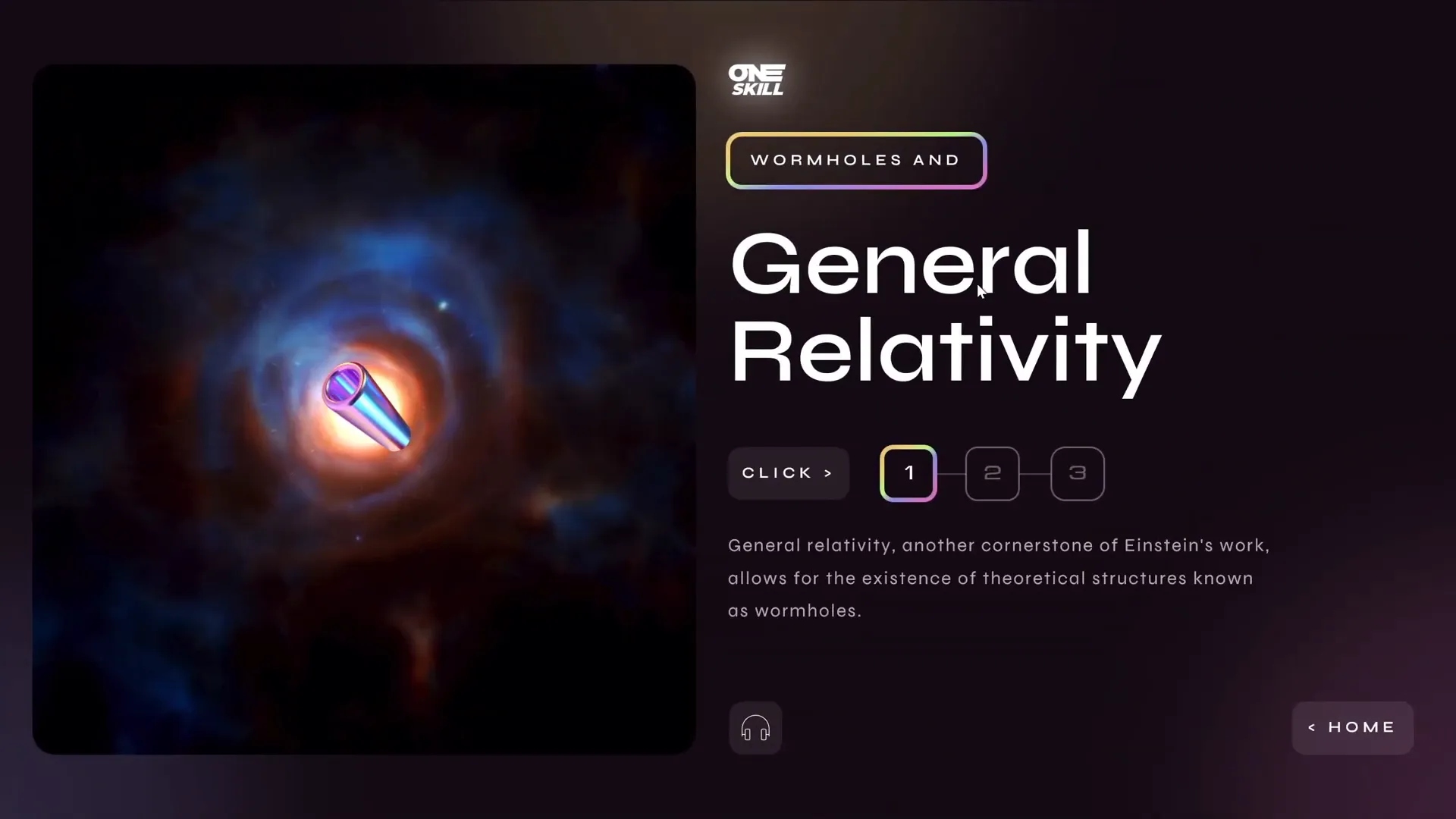 Wormholes slide with text flickering animation and video
