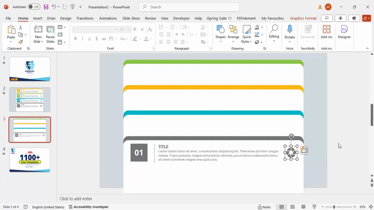 Inserting and coloring icons for each tab
