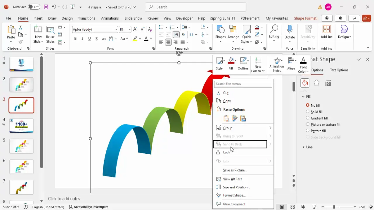 Grouping and resizing the complete arrow design