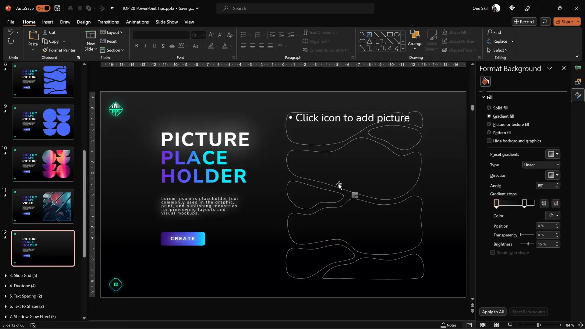 Custom shapes being created using the curve tool