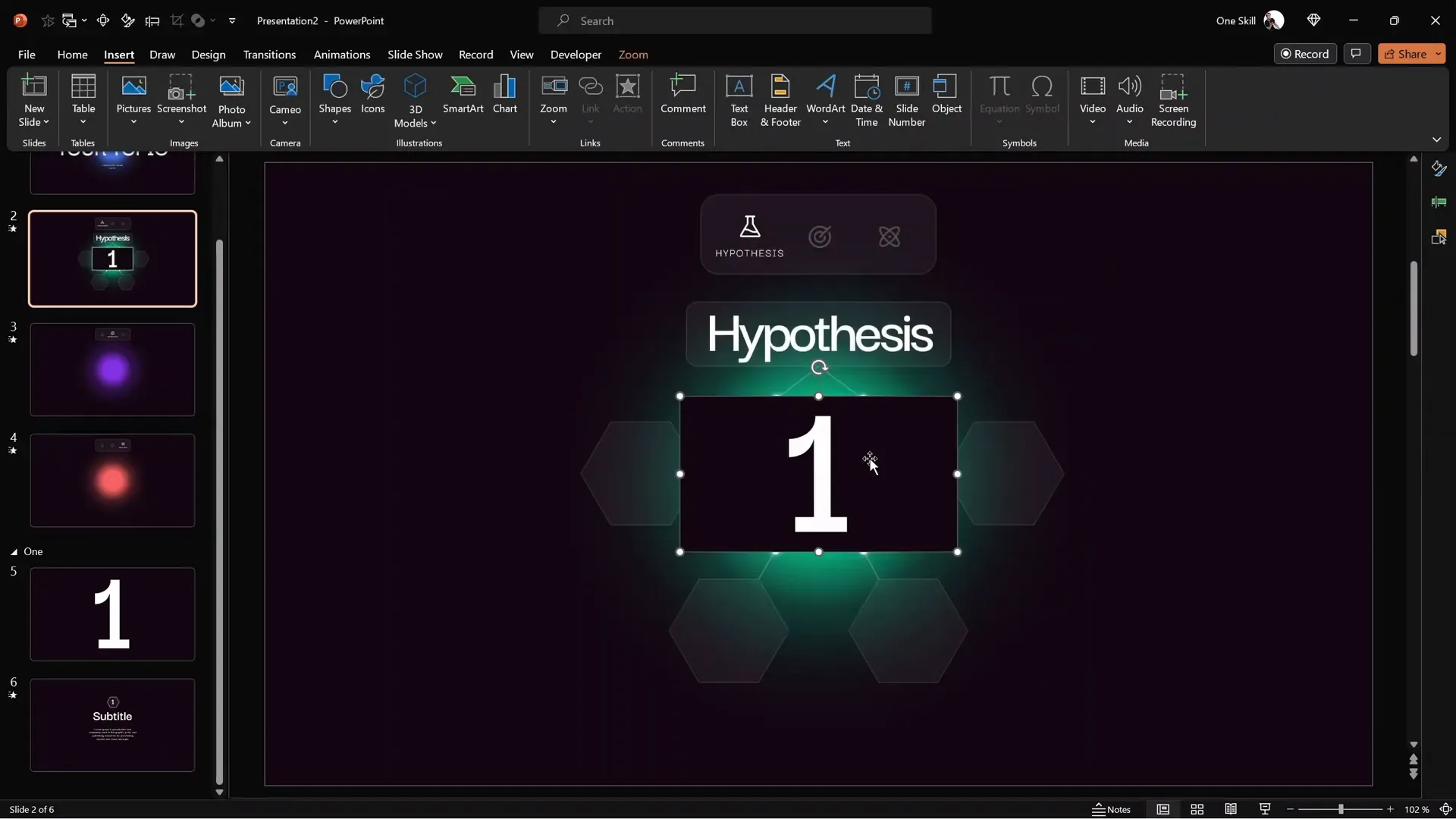 Inserting and customizing section zoom inside hexagon infographic