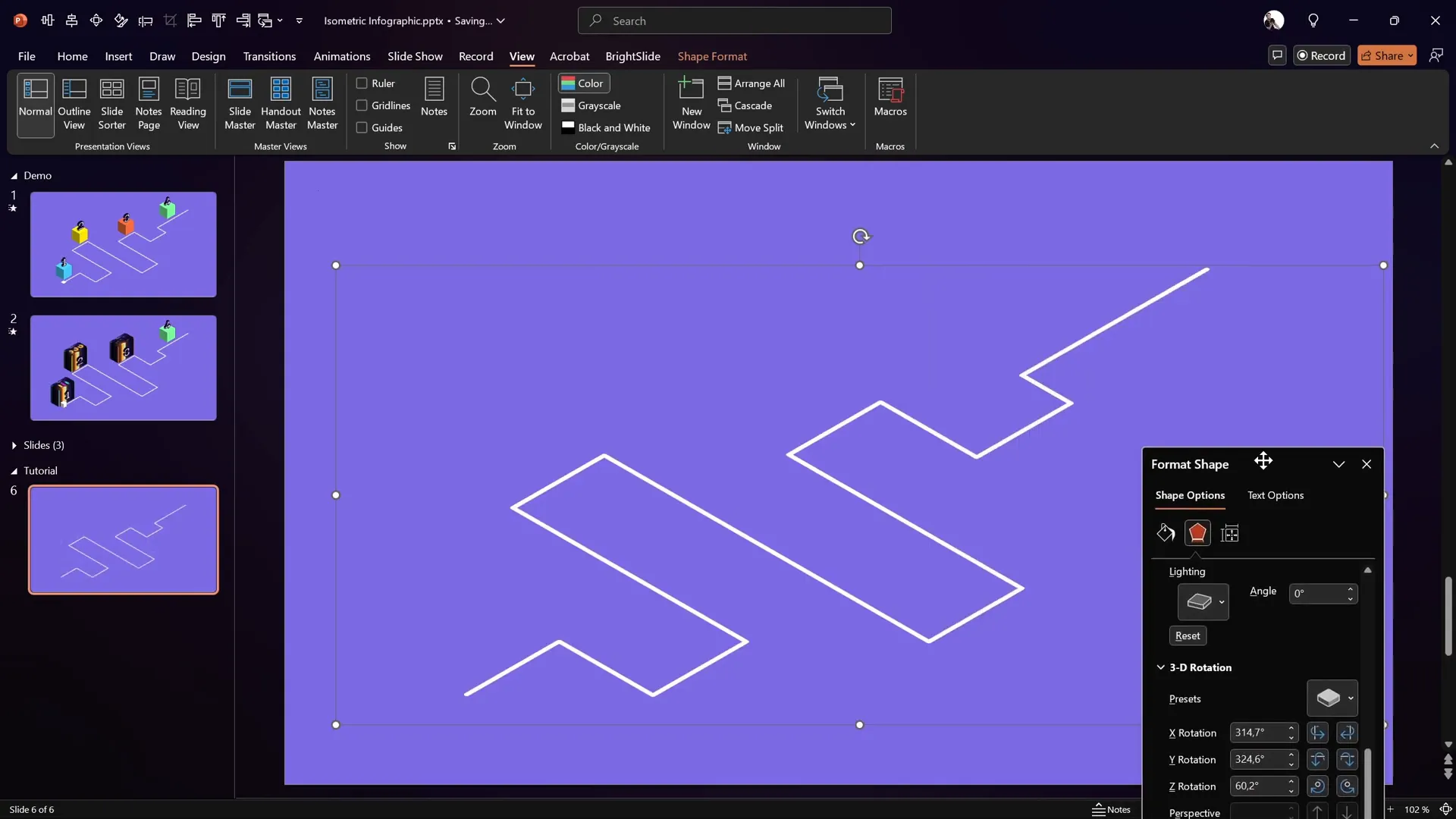 Applying isometric top-up 3D rotation preset to roadmap