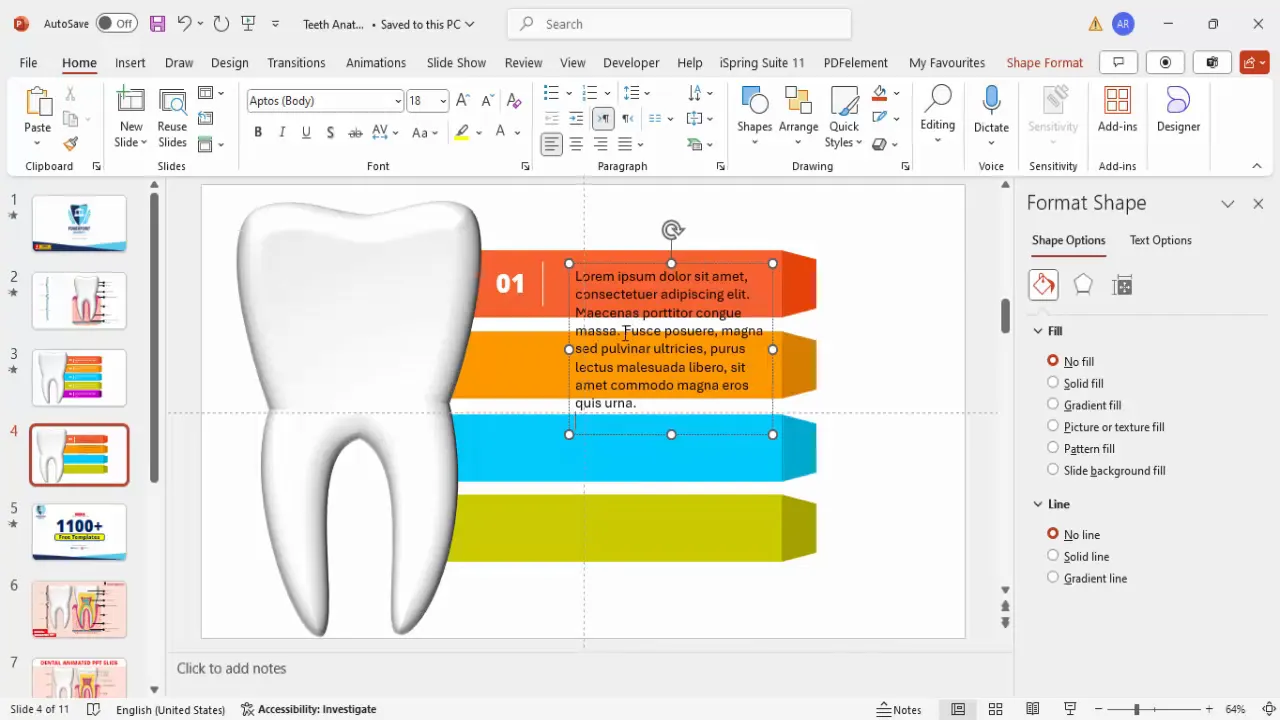 Adding titles, dividers, and detailed text to infographic panels