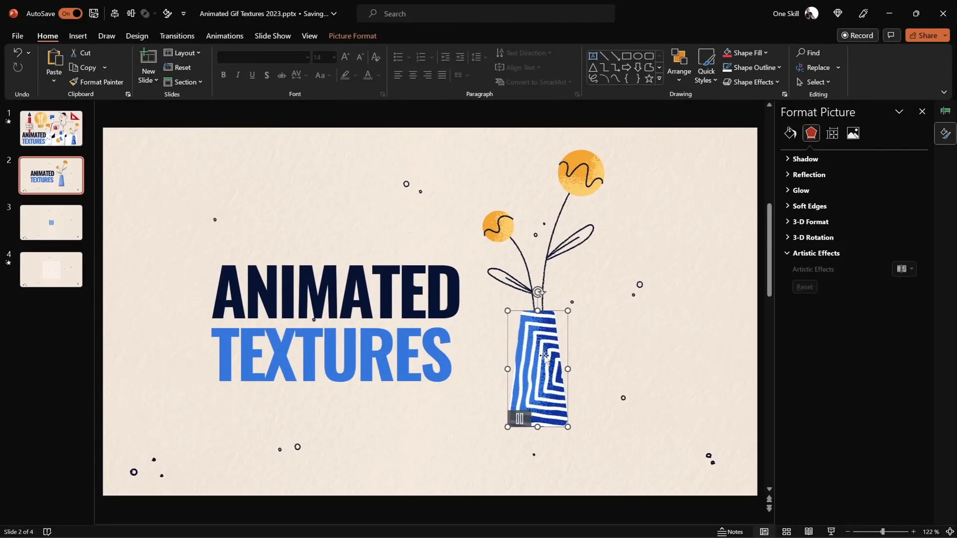 Animated texture cropped inside the vase shape using intersect merge shapes