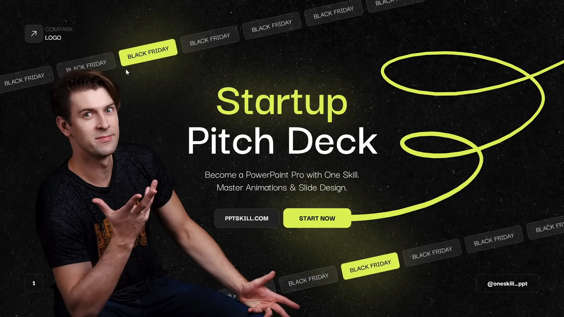 Scrolling bar animation on PowerPoint slide showing 'Black Friday' text