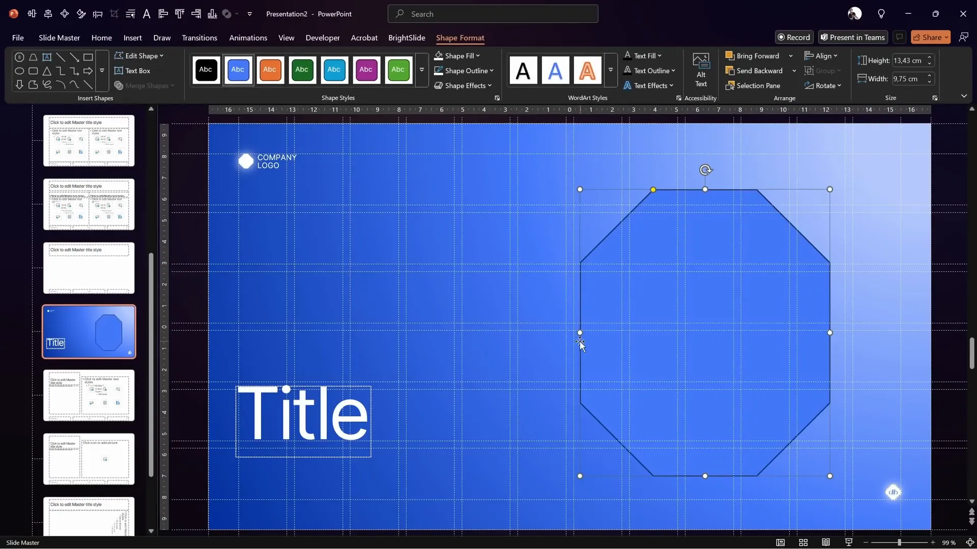 Custom octagon image placeholder creation in Slide Master