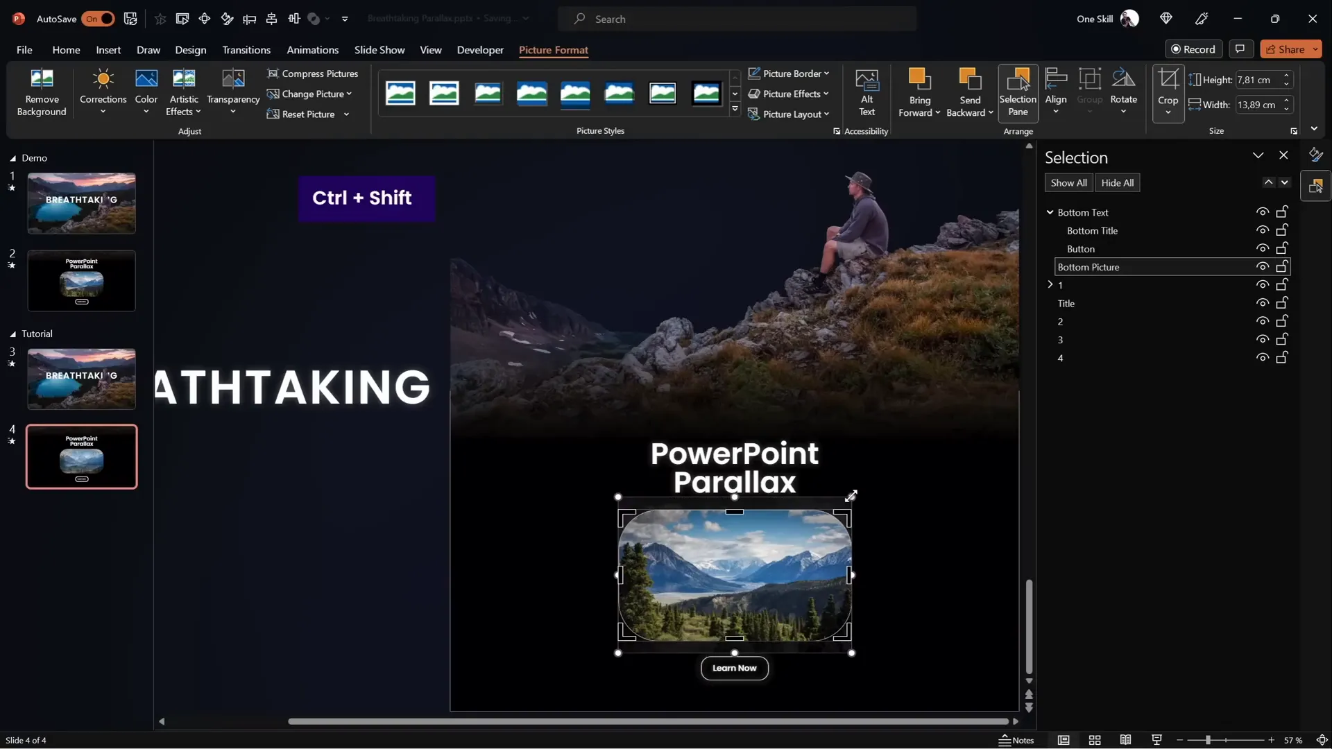 Zooming out photo on second slide to create zoom animation effect