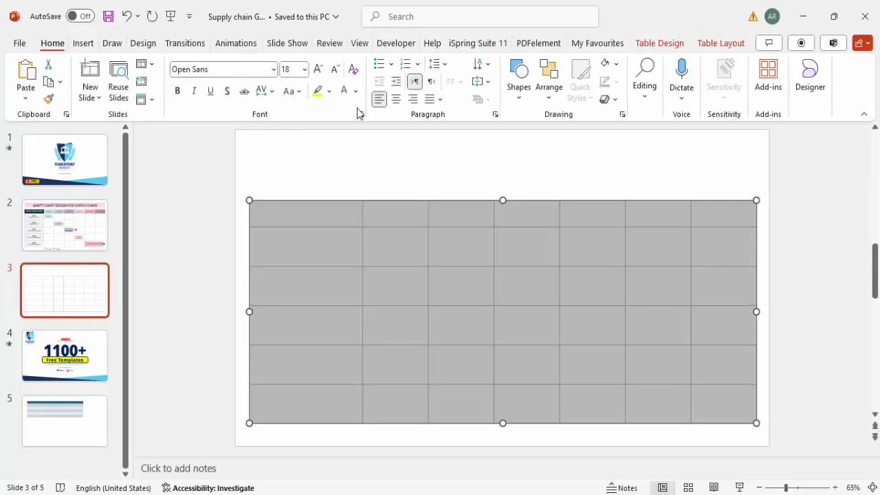 Applying Open Sans font and center alignment to table