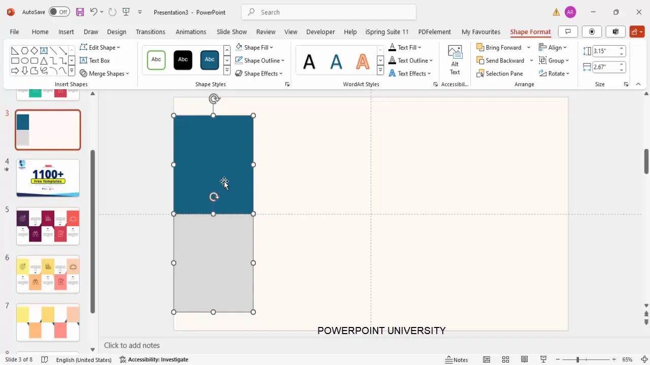 Creating and duplicating rectangular shapes for infographic options