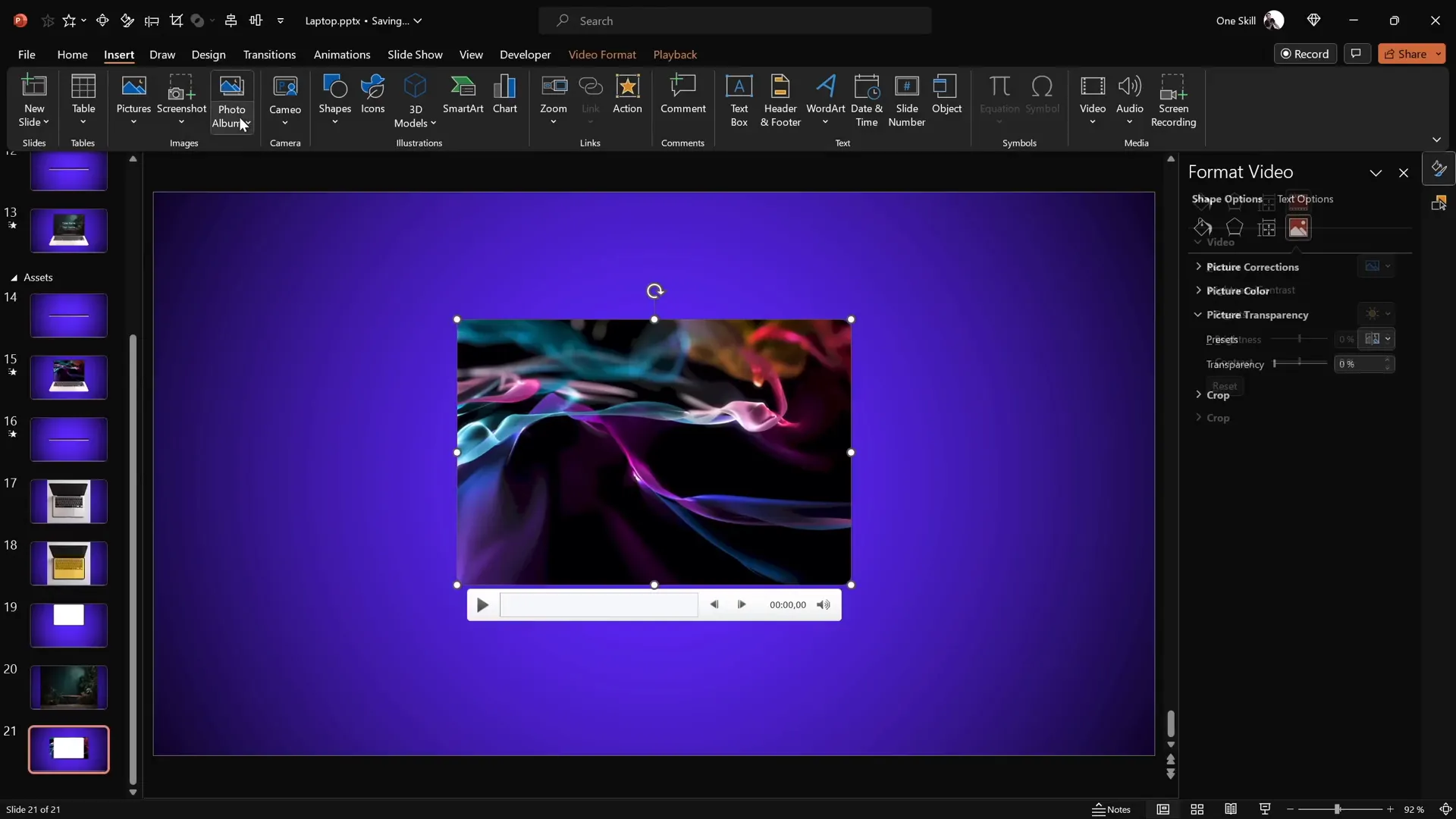 Cropping and inserting video into laptop screen