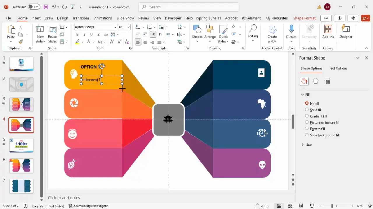 Adding text labels and grouping with icons