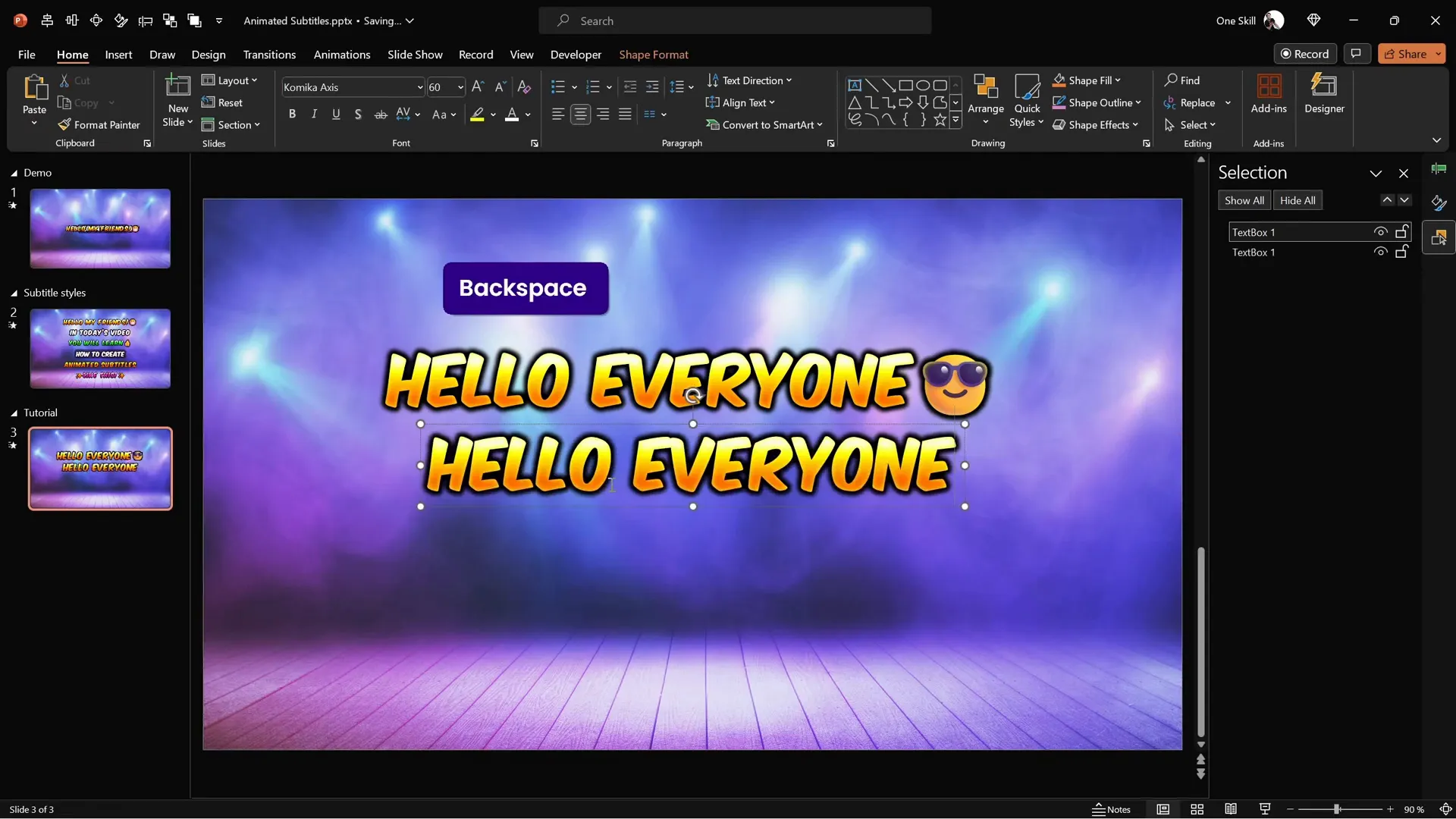 Duplicating subtitle text boxes and renaming them