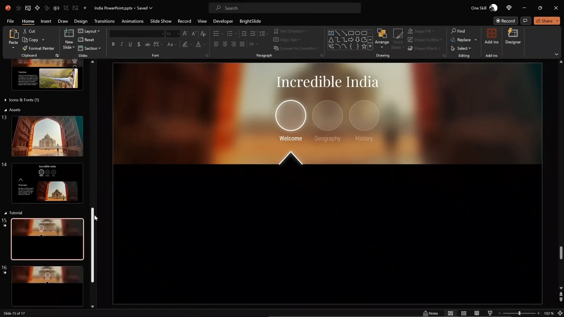 Clickable circles linked to slides with morph transition applied