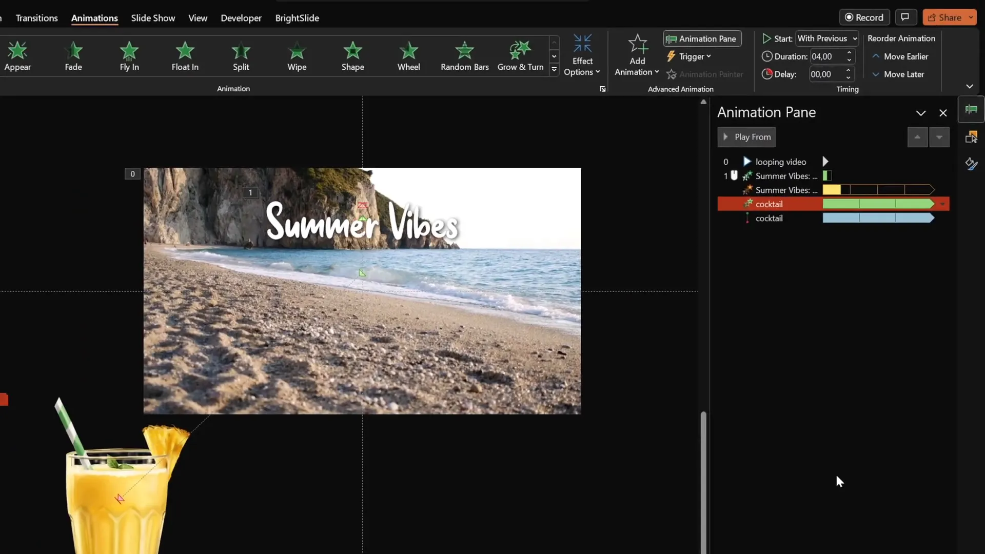 Zoom and motion path animations combined on sticker